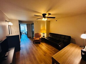 Individually furnished, desk, blackout curtains, iron/ironing board