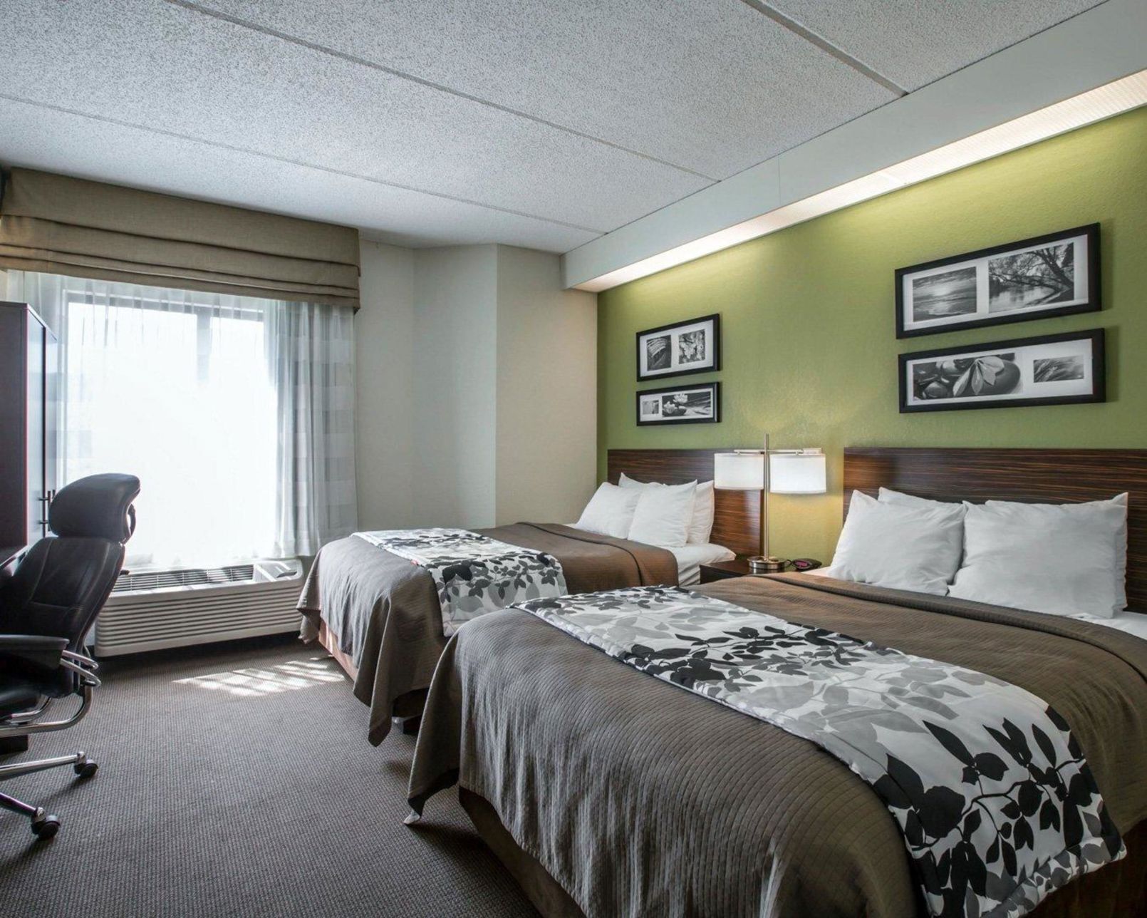 Premium bedding, desk, blackout drapes, iron/ironing board