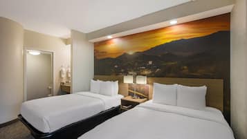 Standard Room, 2 Double Beds, Non Smoking | Premium bedding, desk, blackout drapes, iron/ironing board