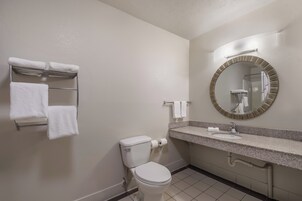 Deluxe Room, 1 King Bed, Accessible, Non Smoking | Bathroom | Combined shower/tub, hair dryer, towels