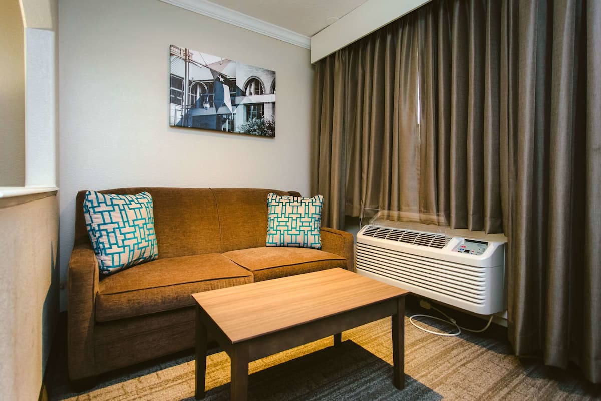 deluxe room, 1 king bed, non smoking, refrigerator & microwave | desk, laptop workspace, iron/ironing board, free cots/infant beds