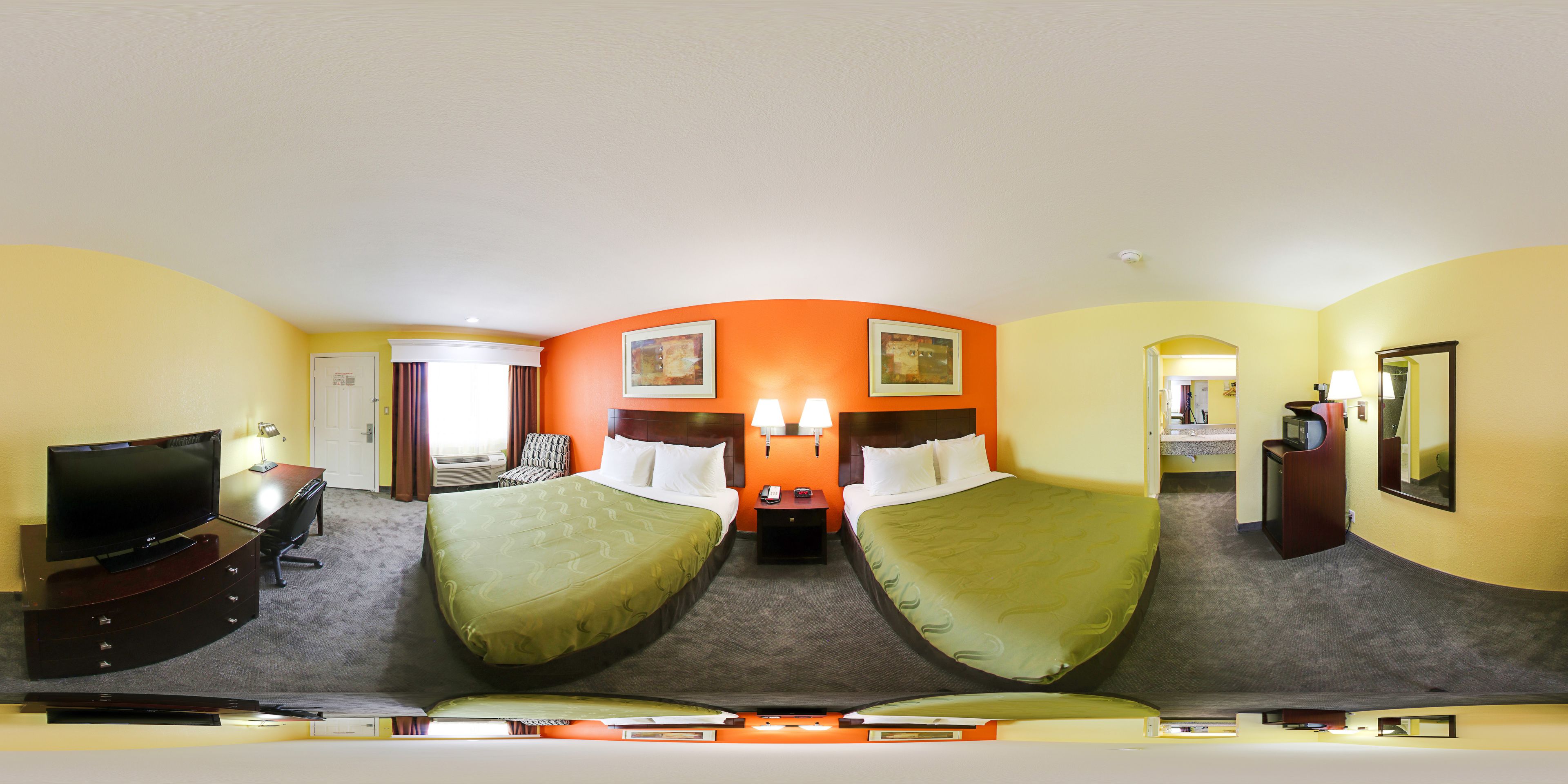 standard room, 2 queen beds, non smoking | desk, iron/ironing board, free wifi, bed sheets