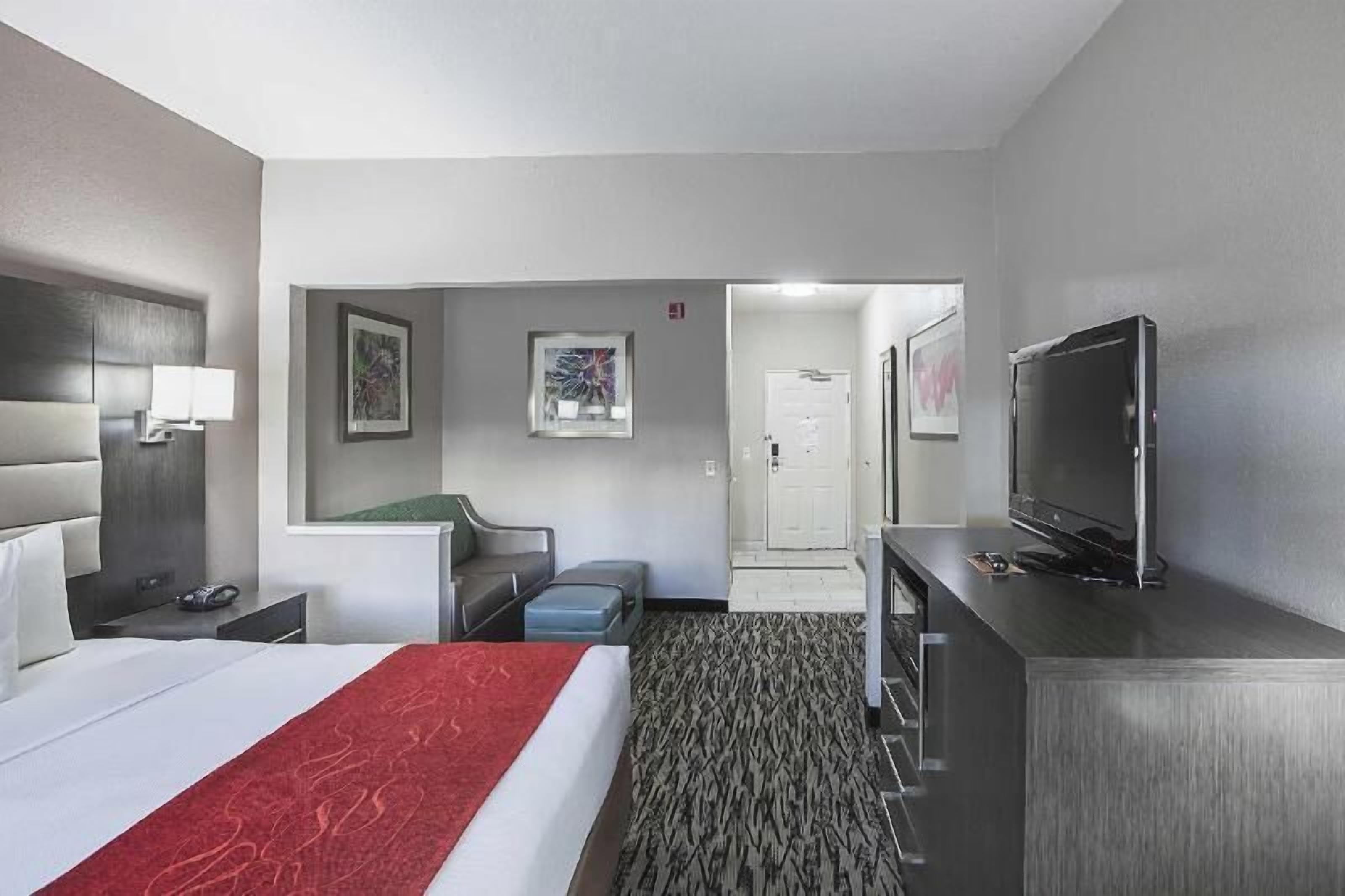 Premium bedding, Select Comfort beds, desk, blackout curtains