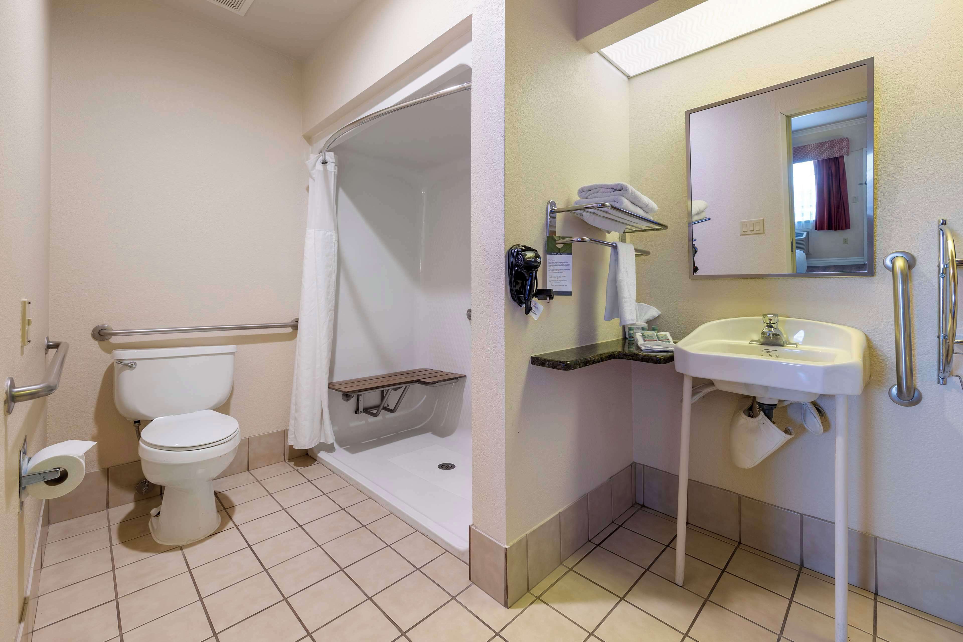 Een badkamer met toilet, douche en wastafel.
