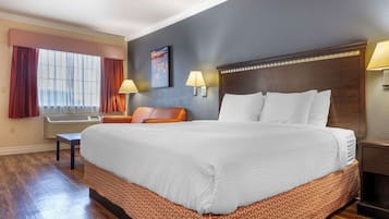 Standard Room, 1 King Bed, Accessible, Ground Floor | Desk, laptop workspace, blackout curtains, iron/ironing board