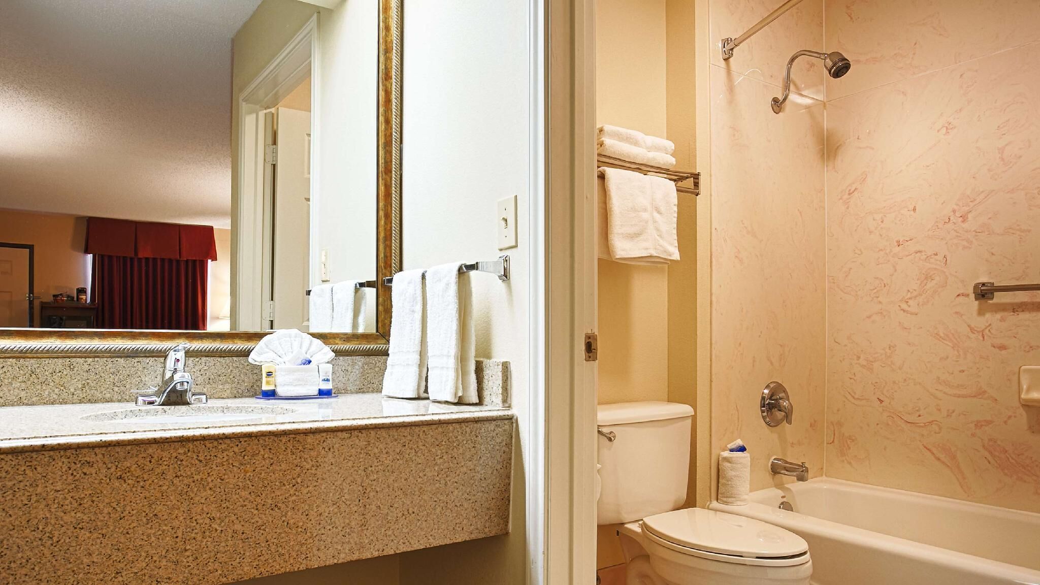 Free toiletries, hair dryer, towels