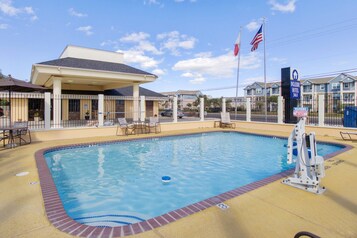 Outdoor pool, pool loungers