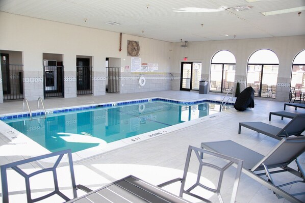 Indoor pool, open noon to 9:00 PM, sun loungers