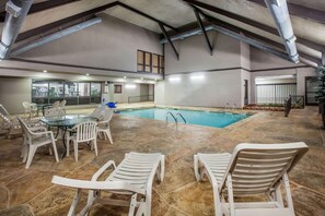 Indoor pool, open 10 AM to 10 PM, sun loungers