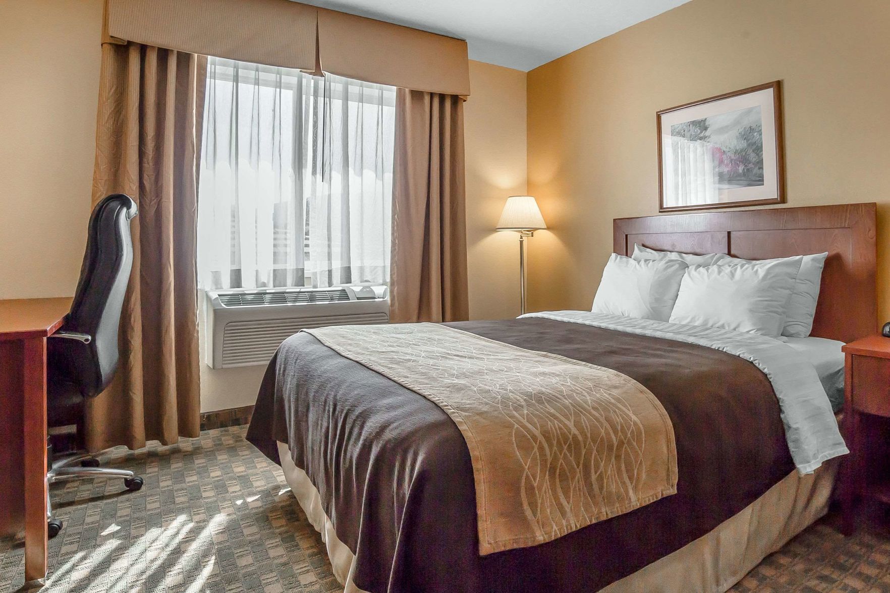 In-room safe, desk, laptop workspace, blackout curtains