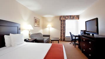 In-room safe, desk, laptop workspace, blackout curtains