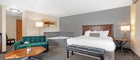 Suite, 1 King Bed, Non Smoking, Jetted Tub | Premium bedding, in-room safe, desk, laptop workspace