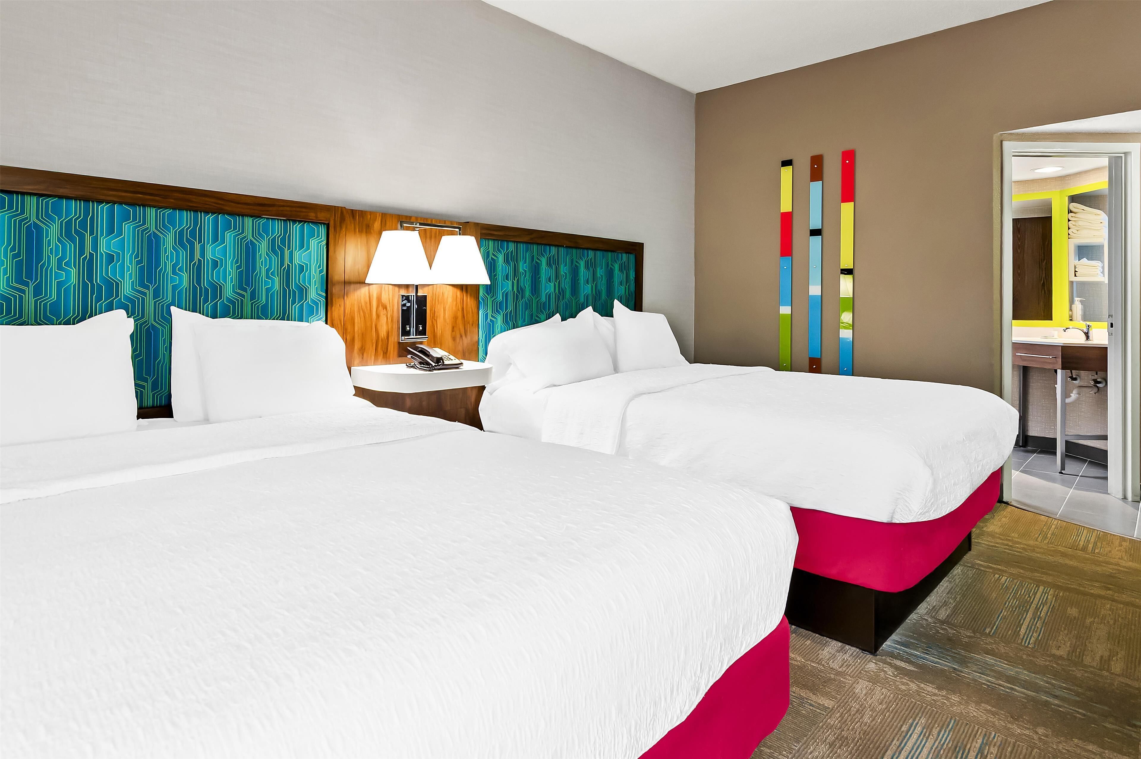 two double beds nonsmoking | premium bedding, desk, laptop workspace, blackout curtains