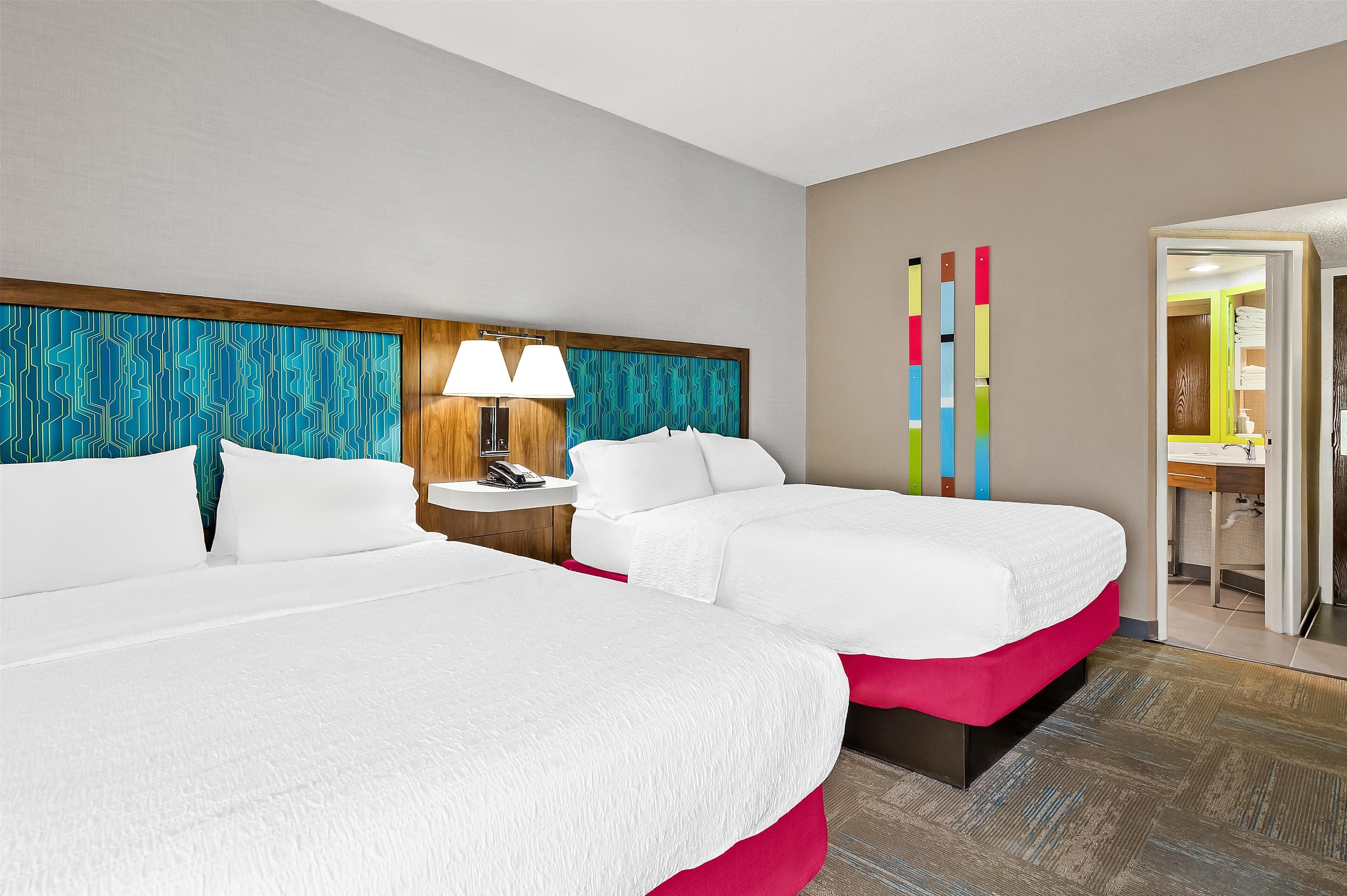 two double beds nonsmoking | premium bedding, desk, laptop workspace, blackout curtains