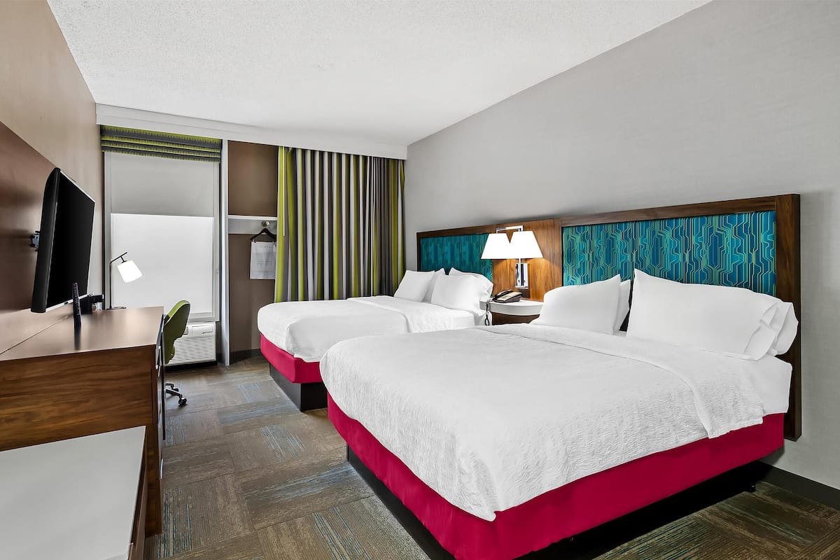Two double beds nonsmoking | Premium bedding, desk, laptop workspace, blackout drapes