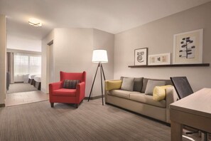 Suite, 1 Bedroom, Non Smoking | Desk, laptop workspace, blackout drapes, iron/ironing board