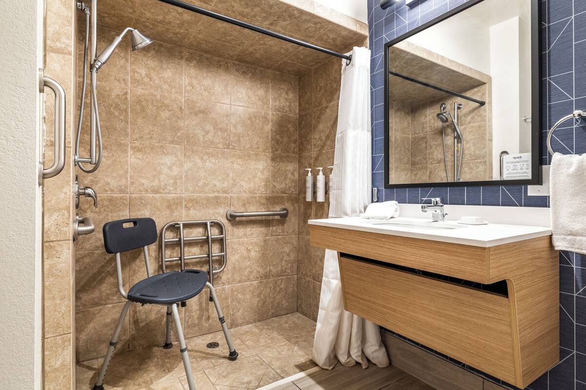 room, 1 king bed, accessible (mobility & hearing, roll-in shower) | 1 bedroom, desk, iron/ironing board, free wifi