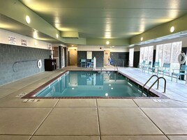 Indoor pool, open 8 AM to 10 PM, sun loungers