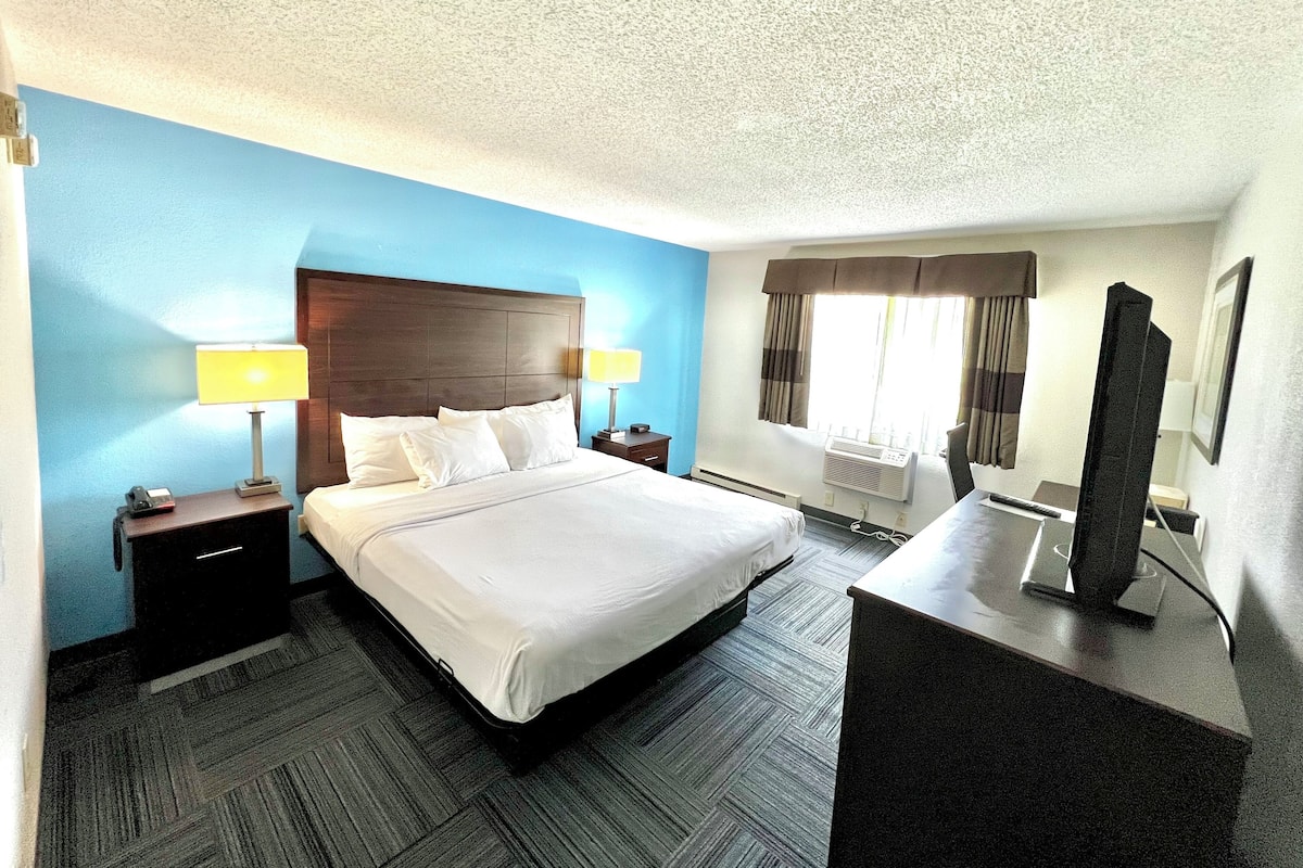 Room, 1 King Bed, Accessible, Non Smoking | In-room safe, desk, iron/ironing board, free cribs/infant beds