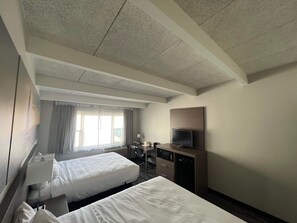 Desk, blackout curtains, iron/ironing board, free WiFi