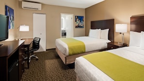 Standard Room, 2 Double Beds, Non Smoking, Refrigerator | In-room safe, laptop workspace, blackout curtains, iron/ironing board