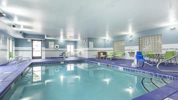 Indoor pool, outdoor pool, sun loungers