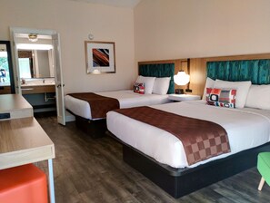 Standard Room, 2 Double Beds | In-room safe, iron/ironing board, free WiFi, bed sheets