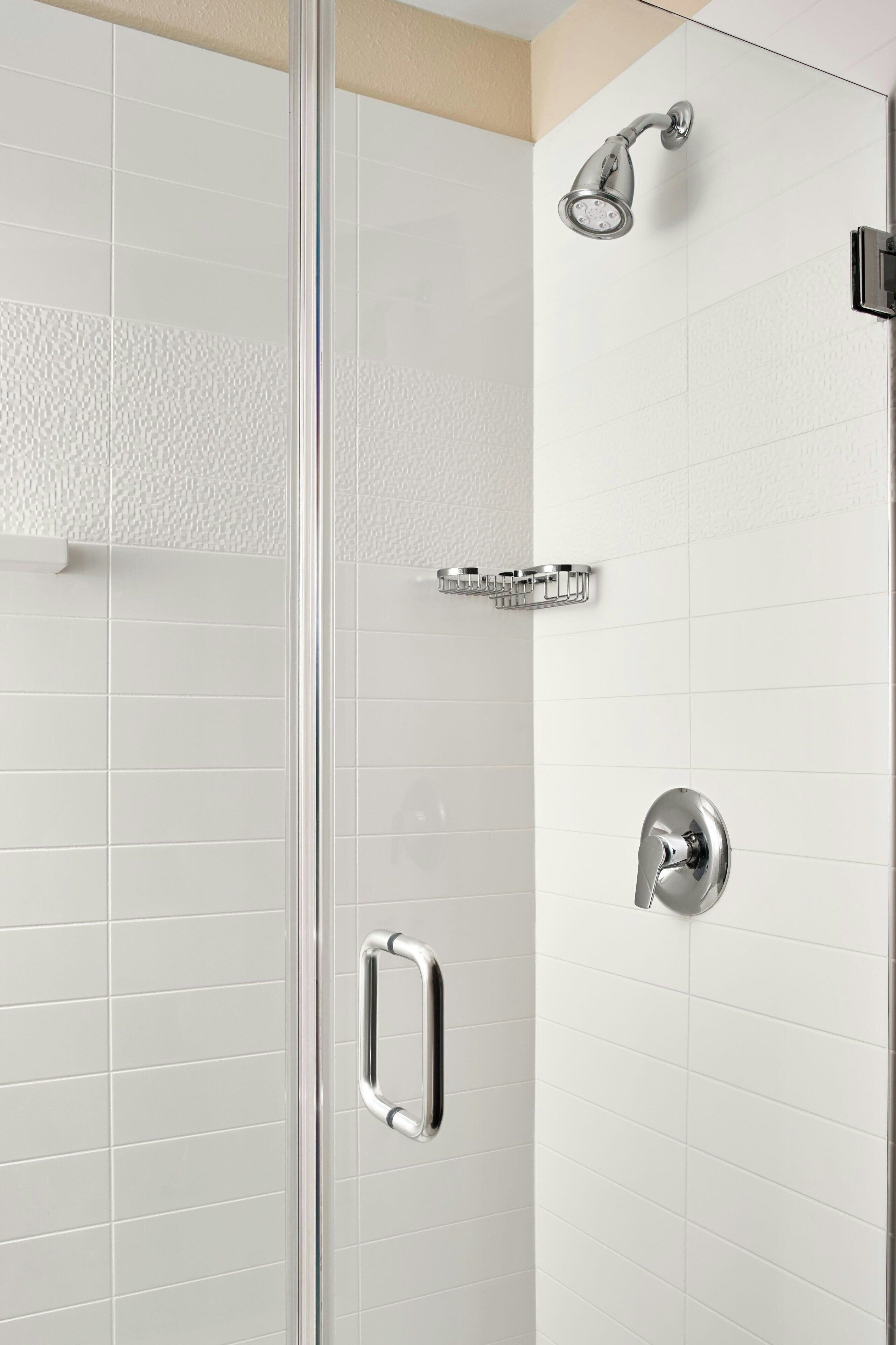 shower, deep-soaking bathtub, free toiletries, hair dryer