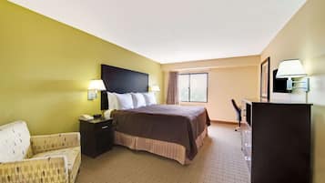 Desk, blackout curtains, free cots/infant beds, free WiFi