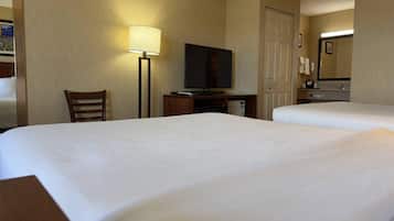 Premium bedding, desk, blackout drapes, iron/ironing board