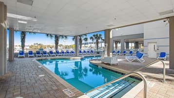 Outdoor pool, sun loungers