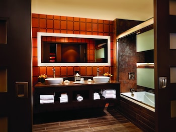 Eco-friendly toiletries, hair dryer, towels at Golden Nugget Las Vegas Hotel & Casino