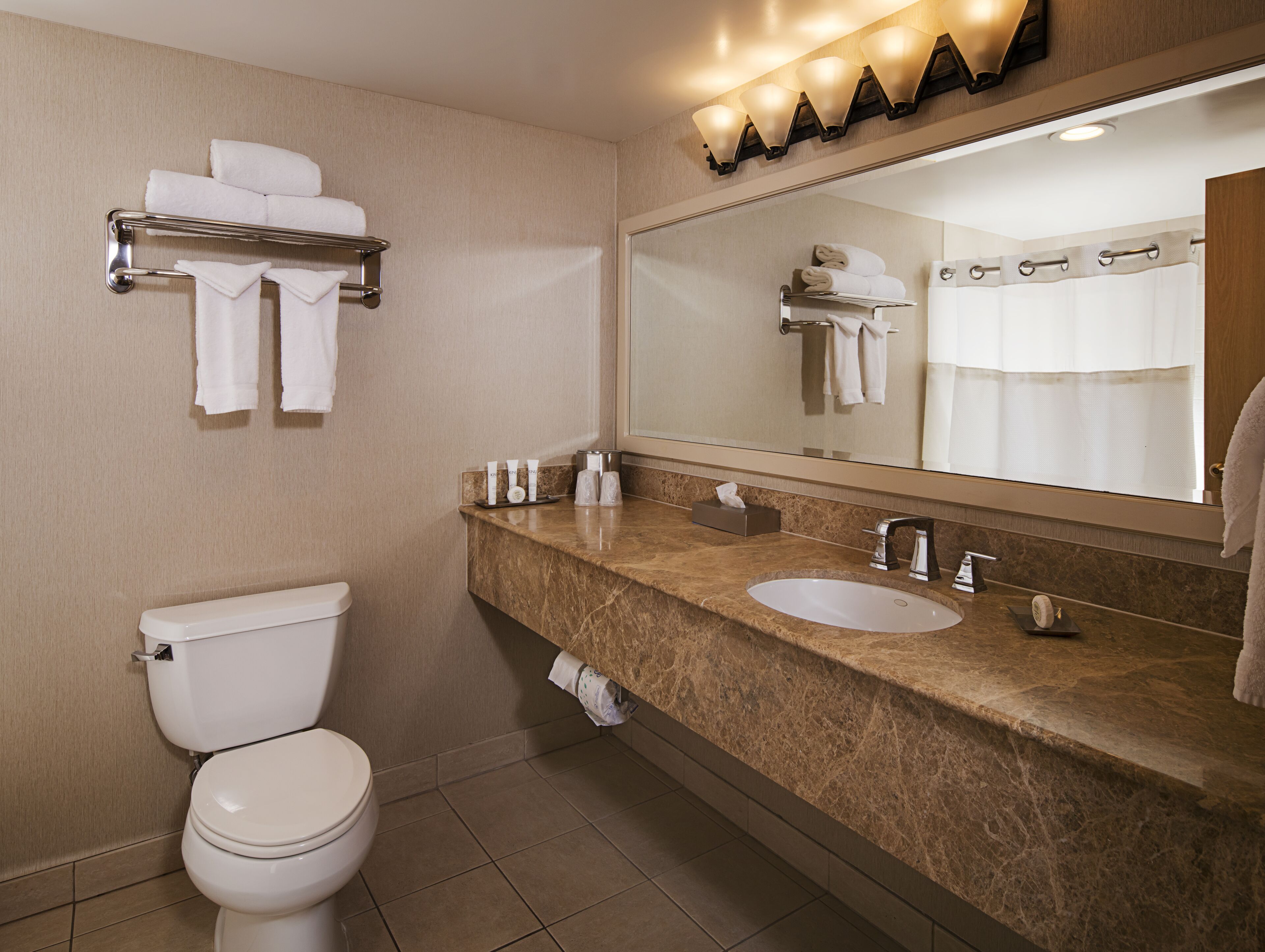 combined shower/bathtub, eco-friendly toiletries, hair dryer, towels