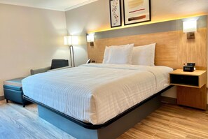 Premium bedding, desk, blackout drapes, iron/ironing board