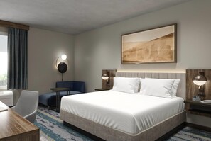 Premium bedding, desk, blackout curtains, iron/ironing board