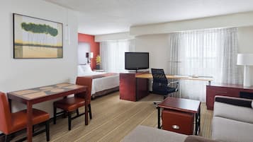 1 bedroom, desk, blackout drapes, iron/ironing board