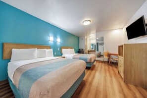 Blackout curtains, free WiFi, bed sheets, alarm clocks