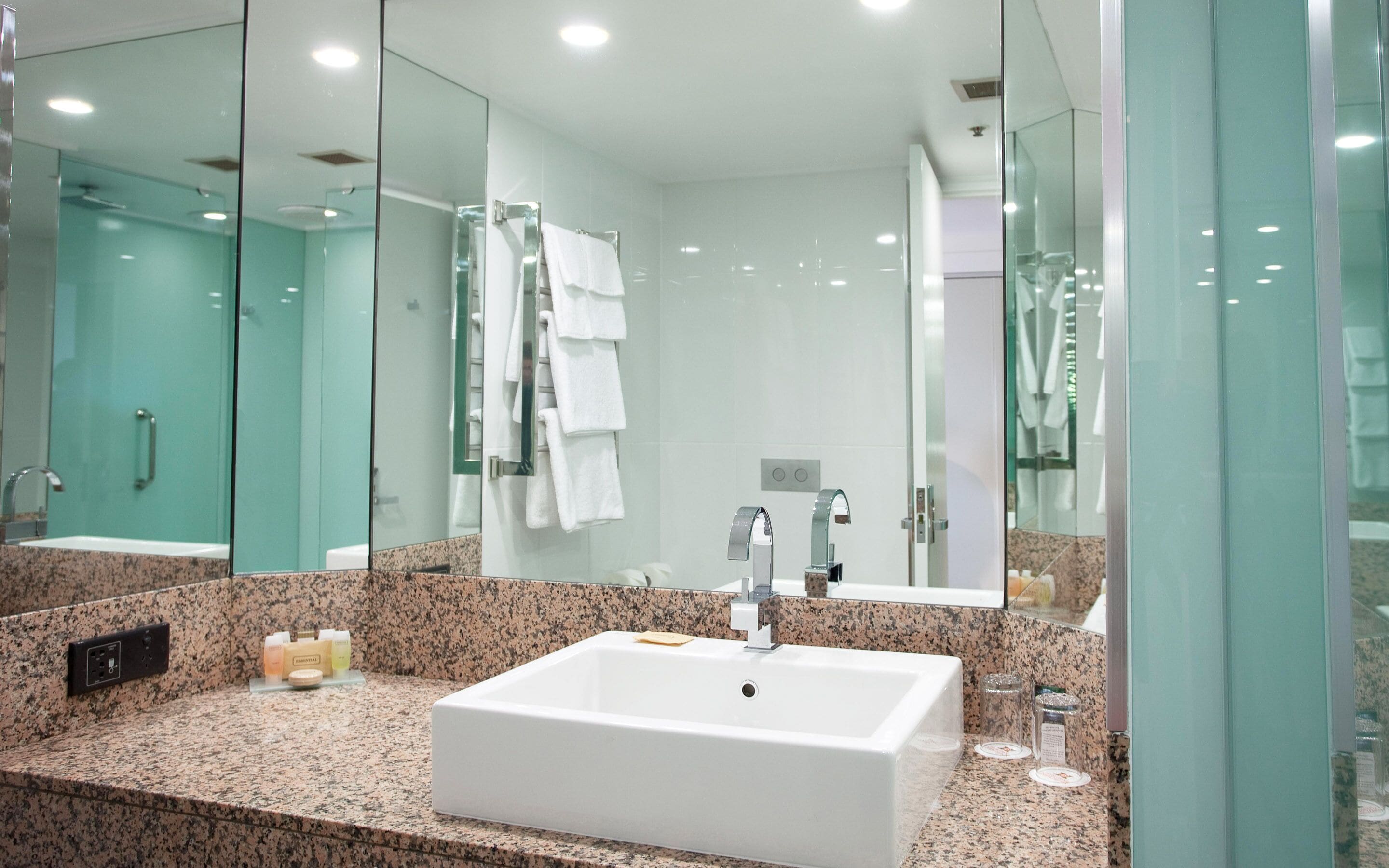 free toiletries, hair dryer, bathrobes, towels