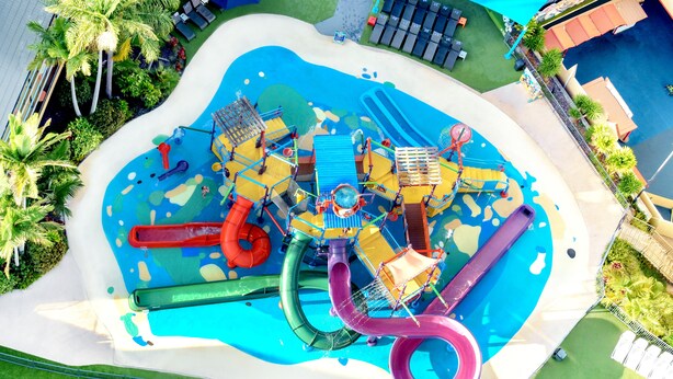 An aerial view of a water park with various slides and play structures. - Paradise Resort Gold Coast (Surfers Paradise)