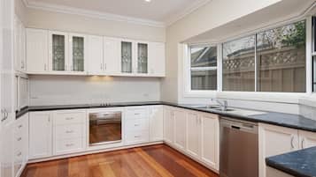 Microwave, coffee/tea maker, toaster, cookware/dishes/utensils