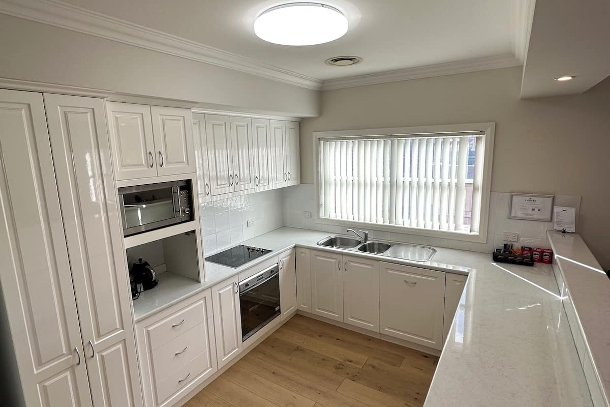 three bedroom apartment | private kitchen | microwave, coffee/tea maker, toaster, cookware/dishes/utensils