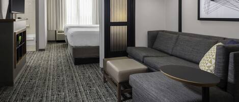 Premium bedding, pillowtop beds, desk, blackout drapes