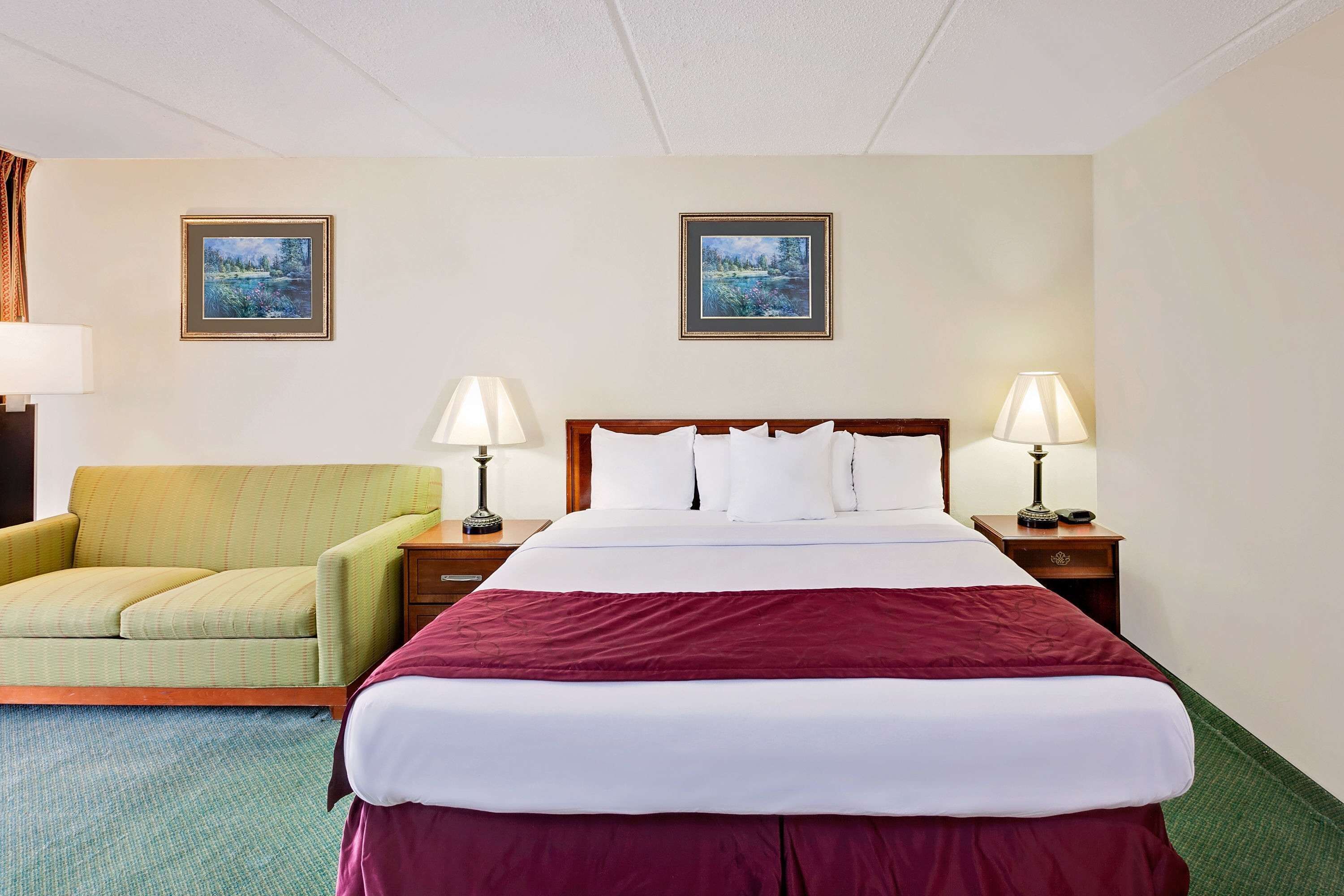 Premium bedding, pillowtop beds, desk, iron/ironing board