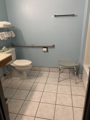 Room, 1 Queen Bed, Accessible, Non Smoking (Mobility) | Bathroom | Combined shower/tub, free toiletries, hair dryer, towels - Sunrise  Inn (Greenwood)