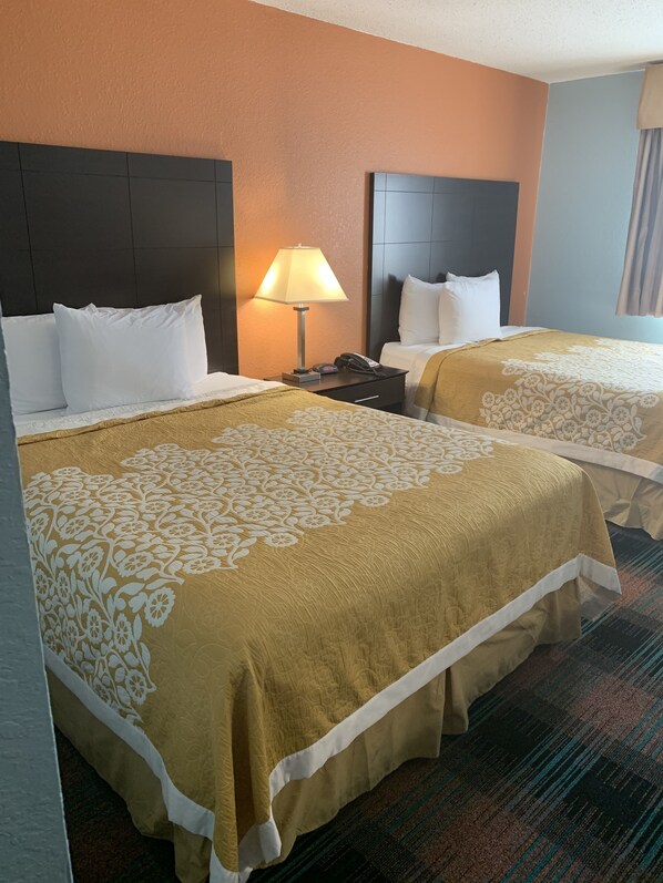 Desk, free WiFi, bed sheets, alarm clocks