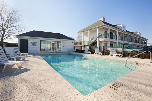 Outdoor pool, sun loungers