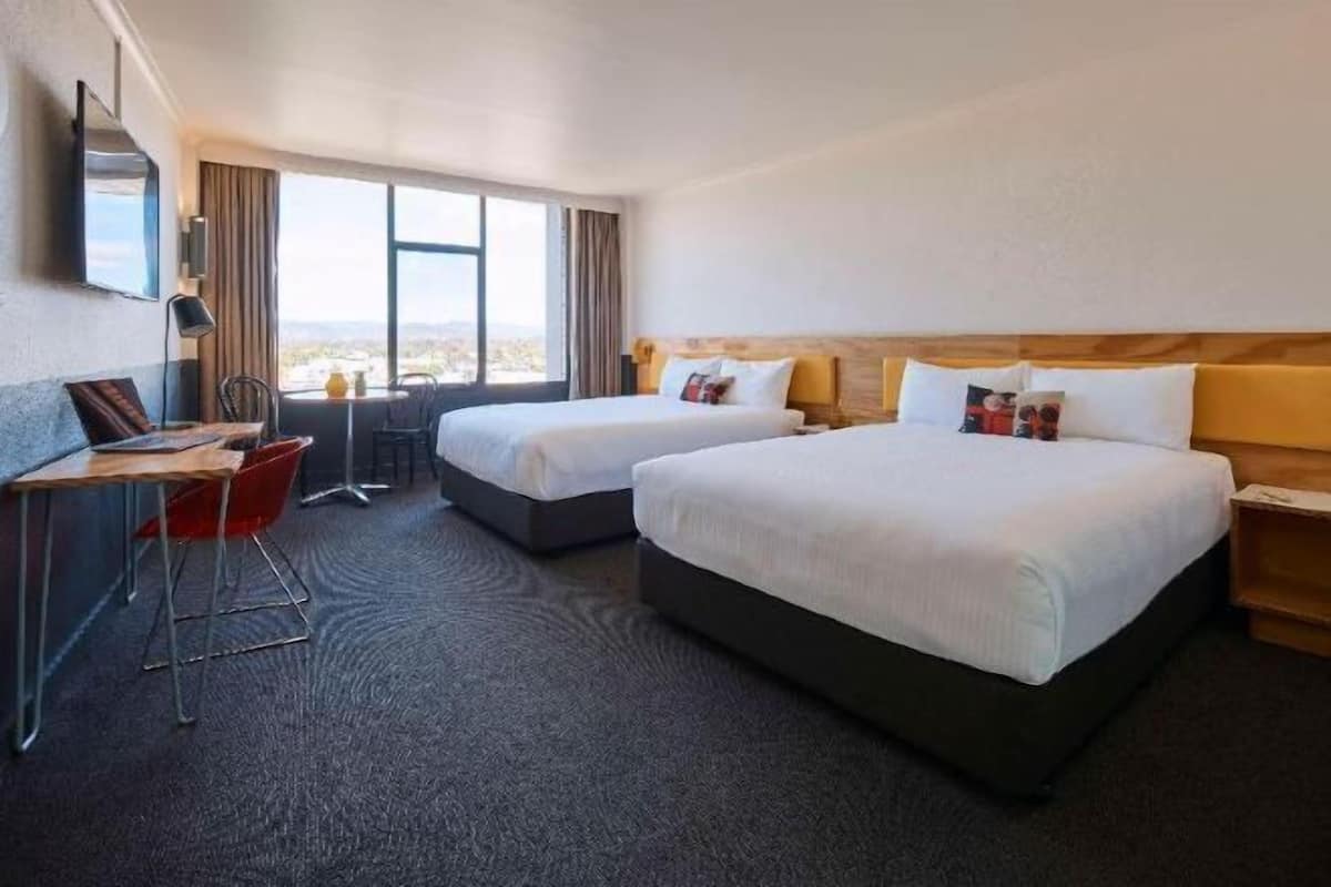 Minibar, desk, laptop workspace, soundproofing