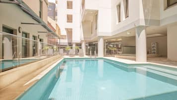 Outdoor pool, pool loungers