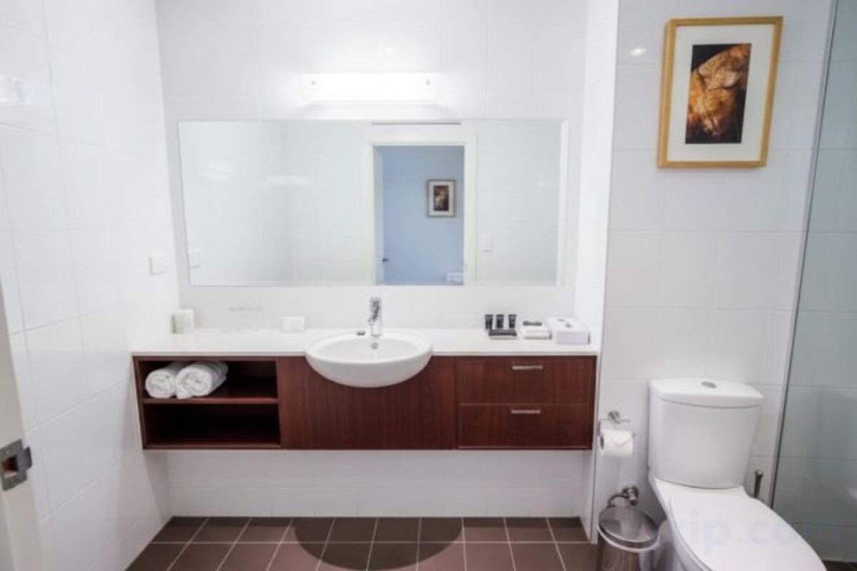 Designer toiletries, hair dryer, bathrobes, towels