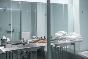 Shower, rainfall showerhead, designer toiletries, hair dryer - Adelphi Hotel (Melbourne)